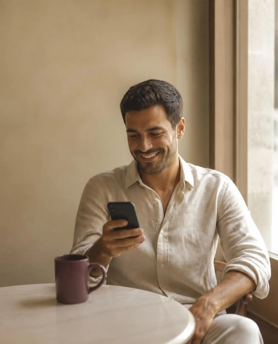 Empresário lendo uma mensagem no celular