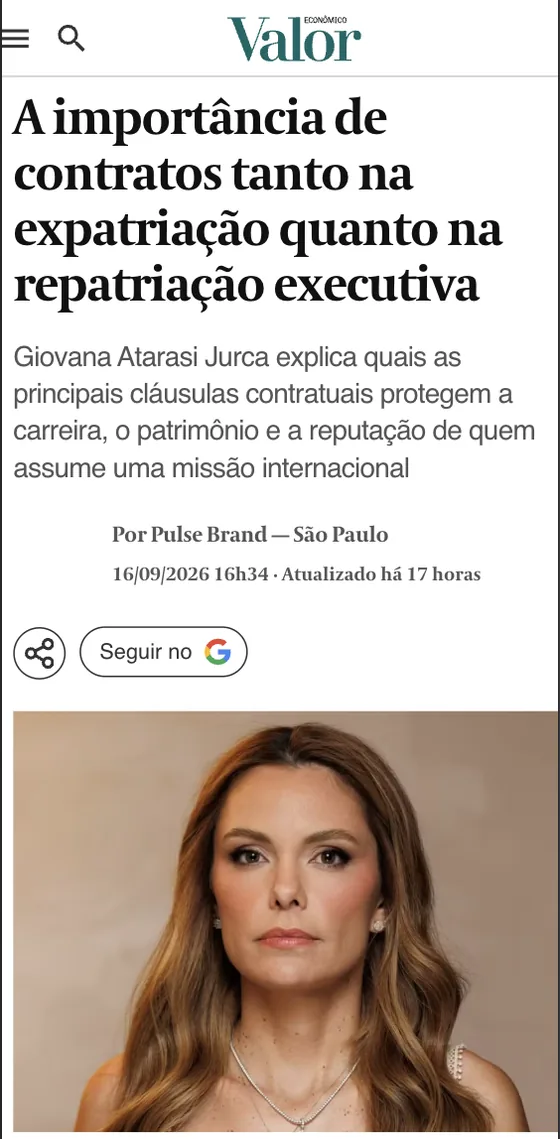 Matéria publicada em Valor Econômico: Giovana Atarasi Jurca