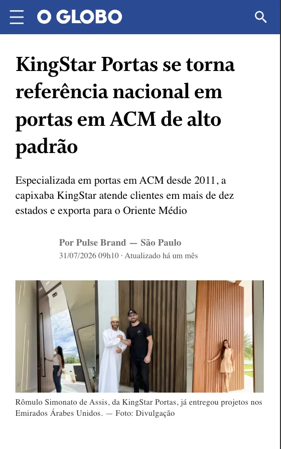 Matéria publicada em O Globo: KingStar Portas