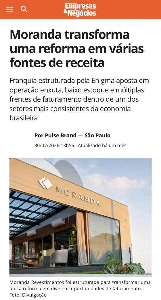 Matéria publicada em PEGN: Moranda