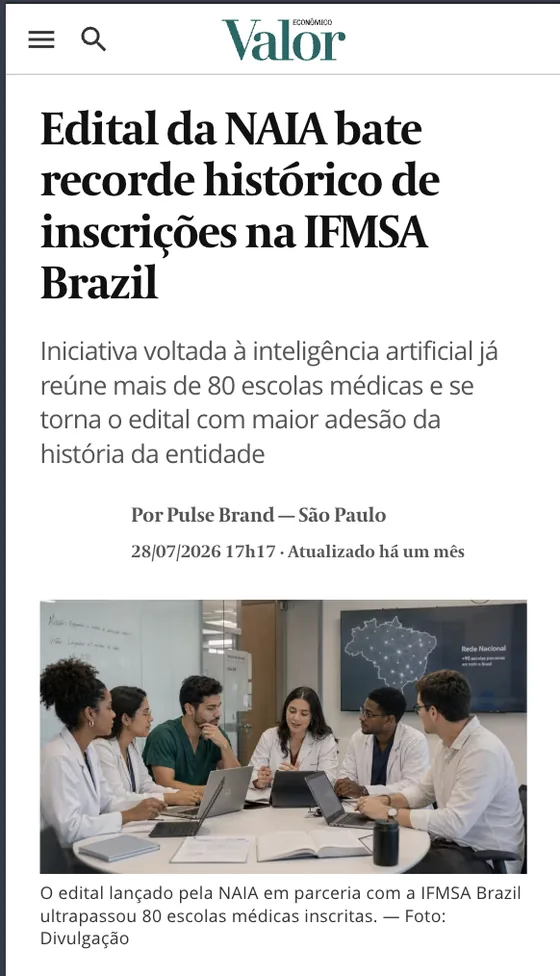 Matéria publicada em Valor Econômico: NAIA