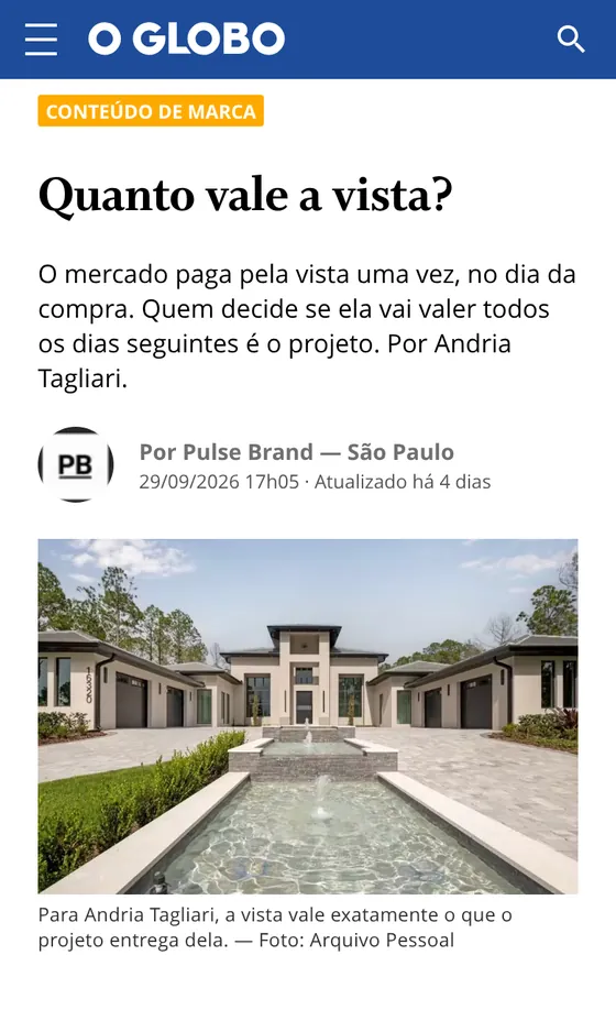Matéria publicada em O Globo: Tagliari Design