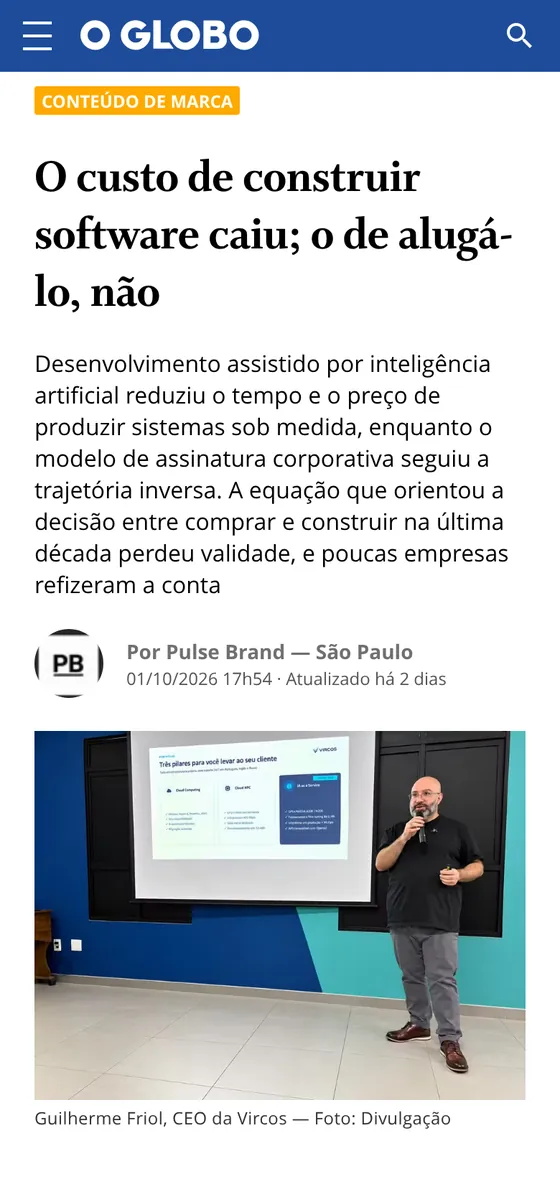 Matéria publicada em O Globo: Vircos